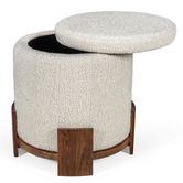 La Grace Home Barrel Boucle Storage Pouffe