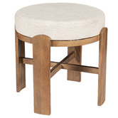 La Grace Home Verona Cotton &amp; Mango Wood Accent Stool