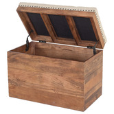 La Grace Home Modena Cotton &amp; Mango Wood Storage Ottoman Bench