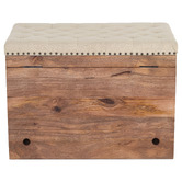 La Grace Home Modena Cotton &amp; Mango Wood Storage Ottoman Bench