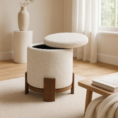 La Grace Home Barrel Boucle Storage Pouffe