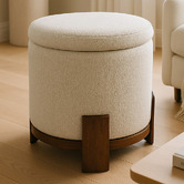 La Grace Home Barrel Boucle Storage Pouffe