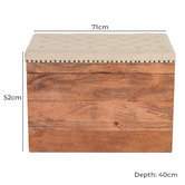 La Grace Home Modena Cotton &amp; Mango Wood Storage Ottoman Bench
