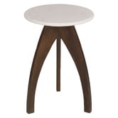 La Grace Home Tulip Banswara Marble &amp; Mango Wood Side Table