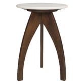 La Grace Home Tulip Banswara Marble &amp; Mango Wood Side Table