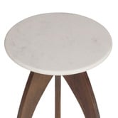 La Grace Home Tulip Banswara Marble &amp; Mango Wood Side Table