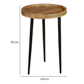 La Grace Home Trident Mango Wood Side Table
