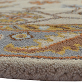 Boulevarde Rugs Grey &amp; Cream Hanette Kashan Round Wool-Blend Rug