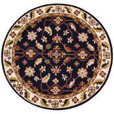 Boulevarde Rugs Black &amp; Cream Kashan Round Wool-Blend Rug