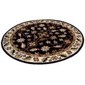 Boulevarde Rugs Black &amp; Cream Kashan Round Wool-Blend Rug