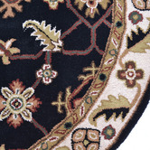 Boulevarde Rugs Black &amp; Cream Kashan Round Wool-Blend Rug
