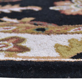 Boulevarde Rugs Black &amp; Cream Kashan Round Wool-Blend Rug