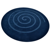 Boulevarde Rugs Navy Swirl Wool Round Rug