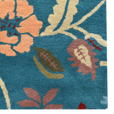 Boulevarde Rugs Teal Blue Botanical Hand-Tufted Wool Rug