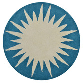 Boulevarde Rugs Ivory &amp; Turquoise Vera Hand-Tufted Wool Round Rug