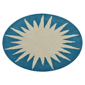 Boulevarde Rugs Ivory &amp; Turquoise Vera Hand-Tufted Wool Round Rug