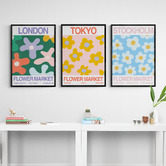 Papier Inkhouse London Flower Market Printed Wall Art Triptych