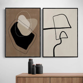 Papier Inkhouse 2 Piece Beige Line Framed Paper Print Wall Art Set