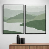 Papier Inkhouse Green Abstract Framed Paper Print Wall Art Diptych
