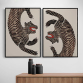 Papier Inkhouse Japanese Tiger Framed Paper Print Wall Art Diptych
