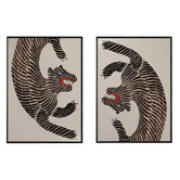 Papier Inkhouse Japanese Tiger Framed Paper Print Wall Art Diptych