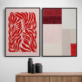 Papier Inkhouse 2 Piece Red Abstract Framed Paper Print Wall Art Set