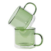 House of Nunu Green Double Trouble 250ml Glass Mugs
