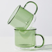House of Nunu Green Double Trouble 250ml Glass Mugs