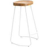 Loft 23 by Temple &amp; Webster Premium Vintage-Style Elm Wood Barstools with White Legs