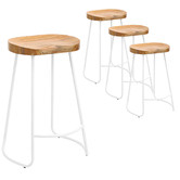 Loft 23 by Temple &amp; Webster 66cm Premium Vintage-Style Elm Wood Barstools with White Legs
