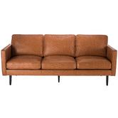 Loft 23 by Temple &amp; Webster Tan Carlo Faux Leather 3 Seater Sofa
