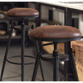 Loft 23 by Temple &amp; Webster Toyah Industrial Faux Leather Adjustable Barstools