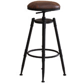 Loft 23 by Temple &amp; Webster Toyah Industrial Faux Leather Adjustable Barstools