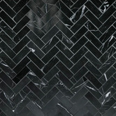 Decor8 Herringbone Polished Nero Marquina Marble Mosaic Tile