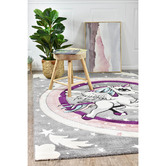Rug Destination Pink &amp; Grey Unicorn Rug