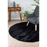 Rug Destination Black Forster Round Shag Rug