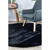 Rug Destination Black Forster Round Shag Rug