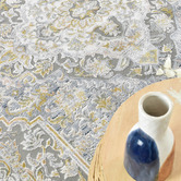 Rug Destination Grey &amp; Yellow Vanessa Power-Loomed Rug