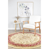 Rug Destination Cream &amp; Red Eris Power-Loomed Round Rug