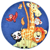 Rug Destination Navy Animal Round Rug
