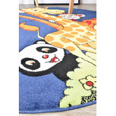 Rug Destination Navy Animal Round Rug