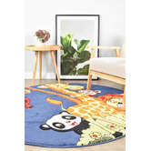 Rug Destination Navy Animal Round Rug