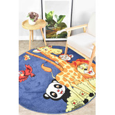 Rug Destination Navy Animal Round Rug