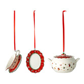 Villeroy and Boch 3 Piece Toy&#039;s Delight Festive Tea Hanging Ornament Set