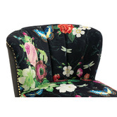 Shirley Lane Furniture Pink Rose &amp; Butterfly on Black Velvet Accent Chair