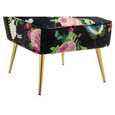 Shirley Lane Furniture Pink Rose &amp; Butterfly on Black Velvet Accent Chair