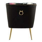 Shirley Lane Furniture Pink Rose &amp; Butterfly on Black Velvet Accent Chair