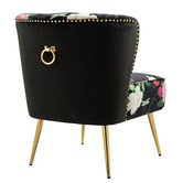 Shirley Lane Furniture Pink Rose &amp; Butterfly on Black Velvet Accent Chair