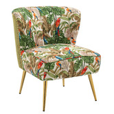 Shirley Lane Furniture Red Parrot on Green Tropical Forest Accent Chair