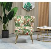 Shirley Lane Furniture Red Parrot on Green Tropical Forest Accent Chair